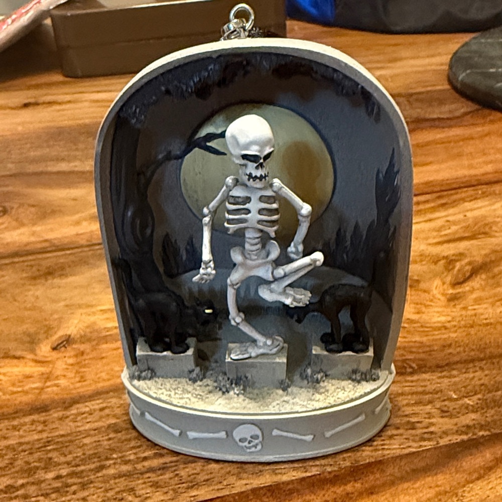 Disney Skeleton Dance Ornament with Moonlit Scene Black Cats